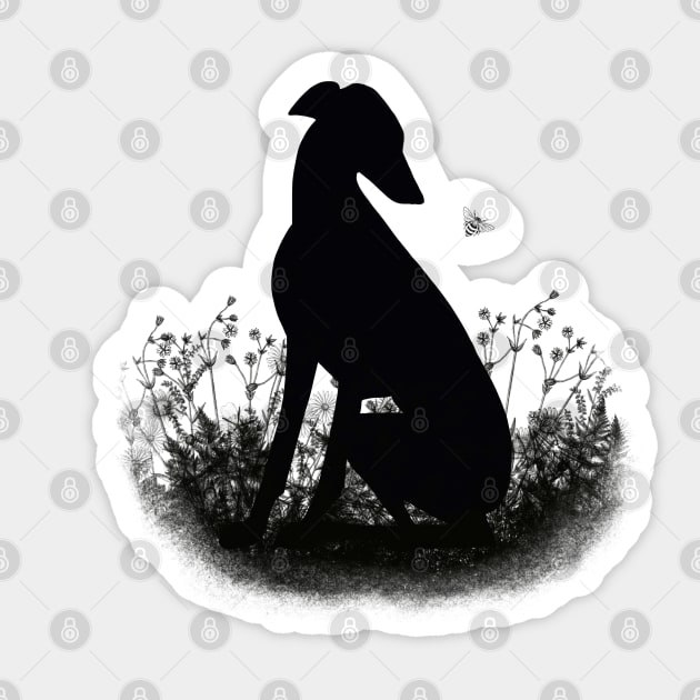 Whippet with bee Sticker by MistyLakeArt